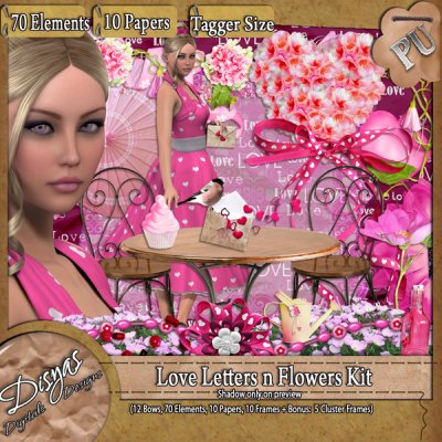 LOVE LETTERS AND FLOWERS SCRAPKIT TS
