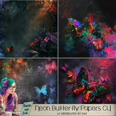 Neon Butterfly Paper - Click Image to Close